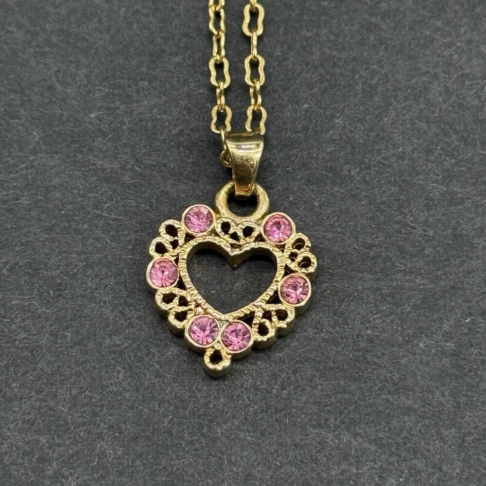 Vintage Mattel Barbie 1990s Gold Tone Pink Rhinestone Necklace